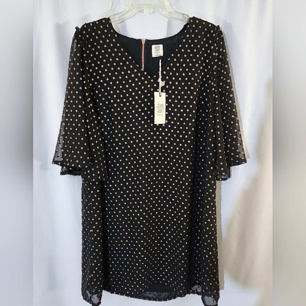 Matilda Jane Black Dress with Gold Dots